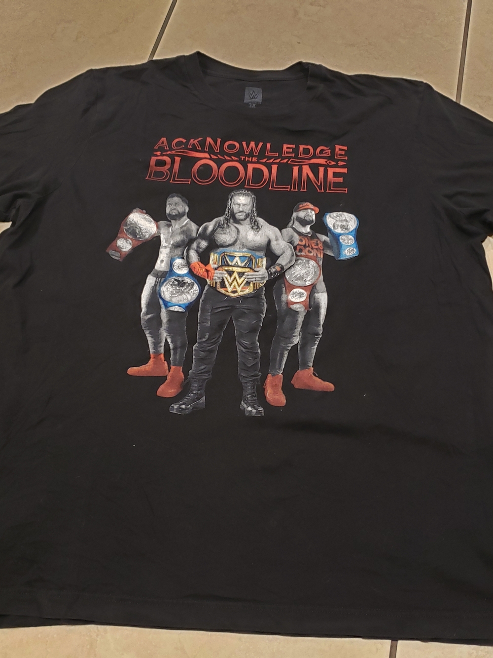 WWE Black 'Acknowledge The Bloodline' Graphic Tee with Red Accents
